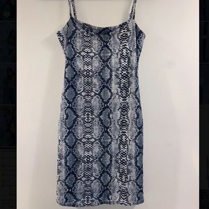 Salty blue snakeskin bodycon dress